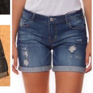 Dex Distressed Denim Blue Jean Cuffed Shorts, EUC, Size 28, MSRP $79